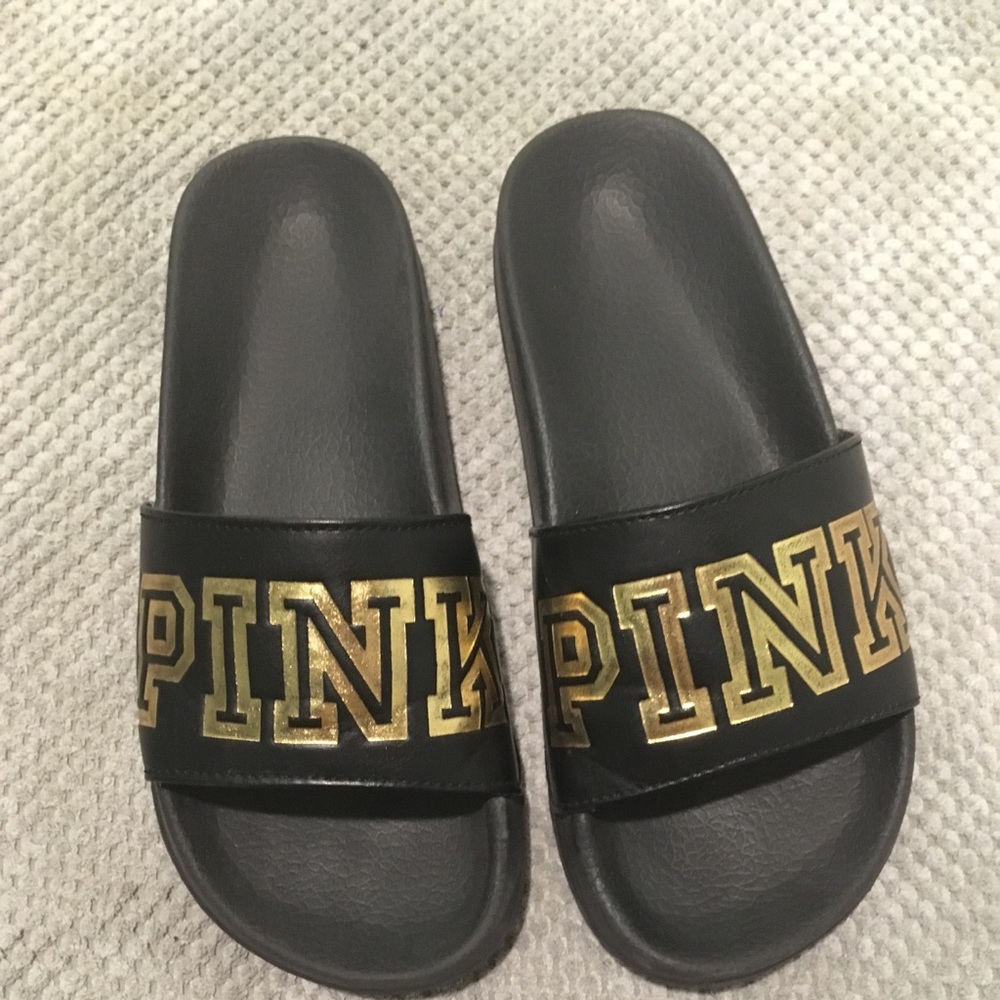 Victoria secret “Pink” Black slides/sandals